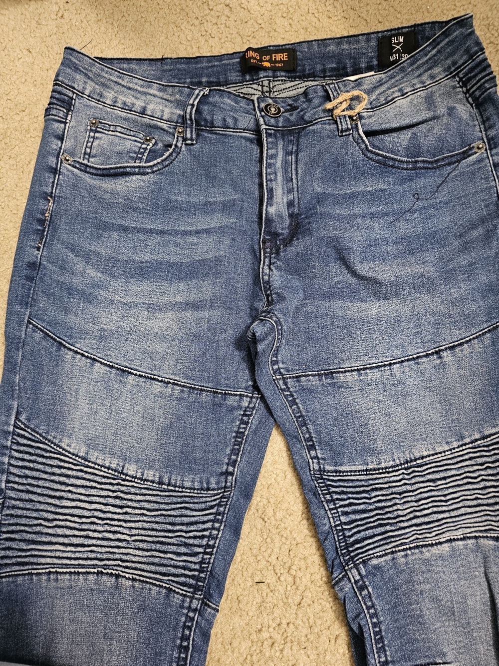 Men's Ring of Fire Moto Biker Slim Jeans 31x30
